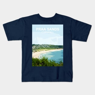 Praa Sands Cornwall. Cornish gift. Travel poster Kids T-Shirt